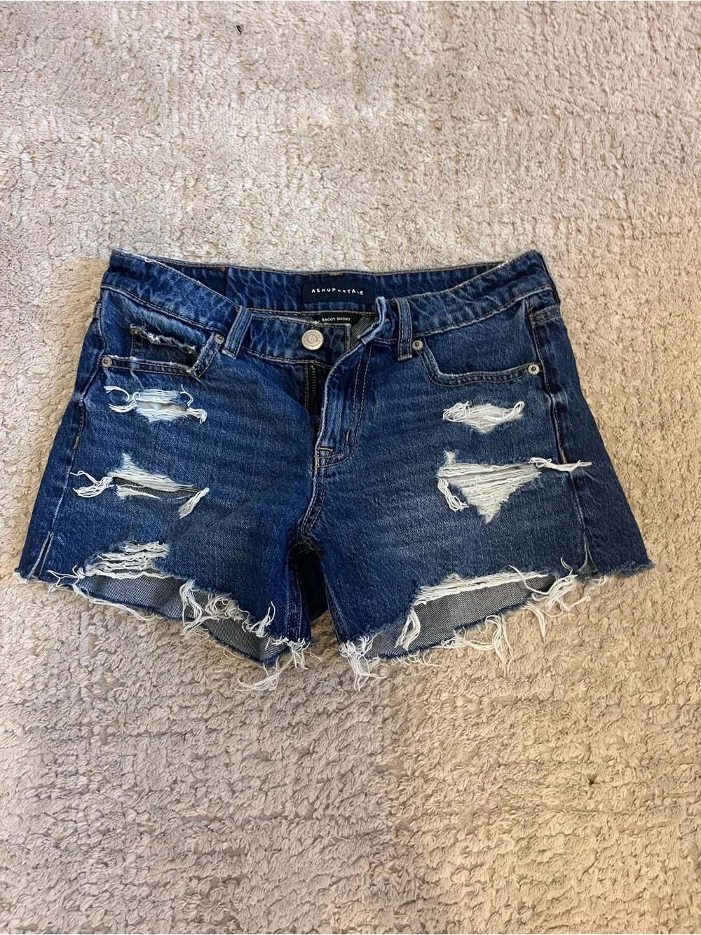 Aeropostale Dark Blue woman’s baggy short ripped jeans shorts